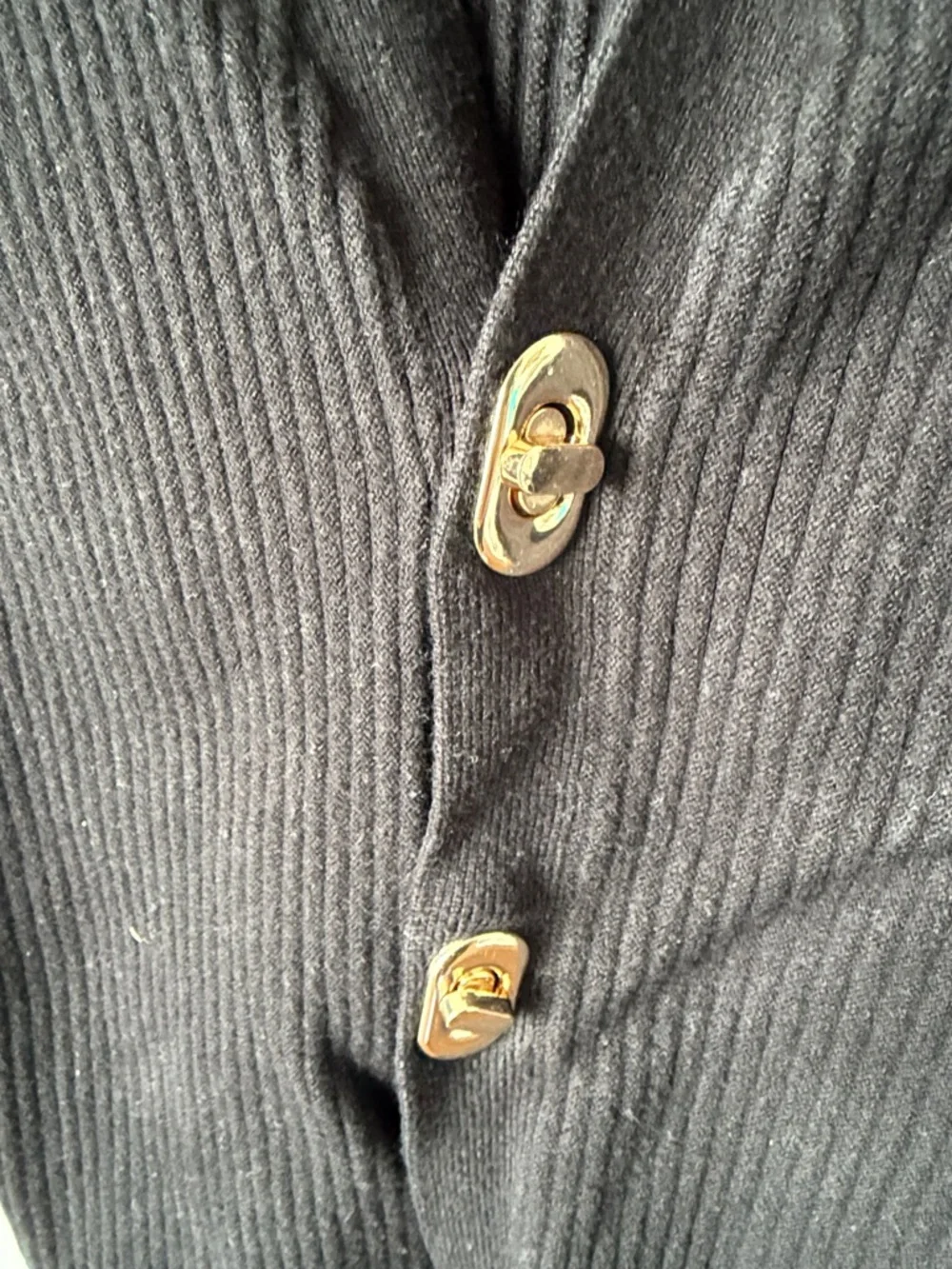 Commense Black Ribbed Button-Front Sweater - Picture 3 of 3